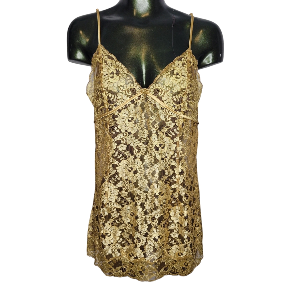 Victoria's Secret Gold Lace Floral Chemise